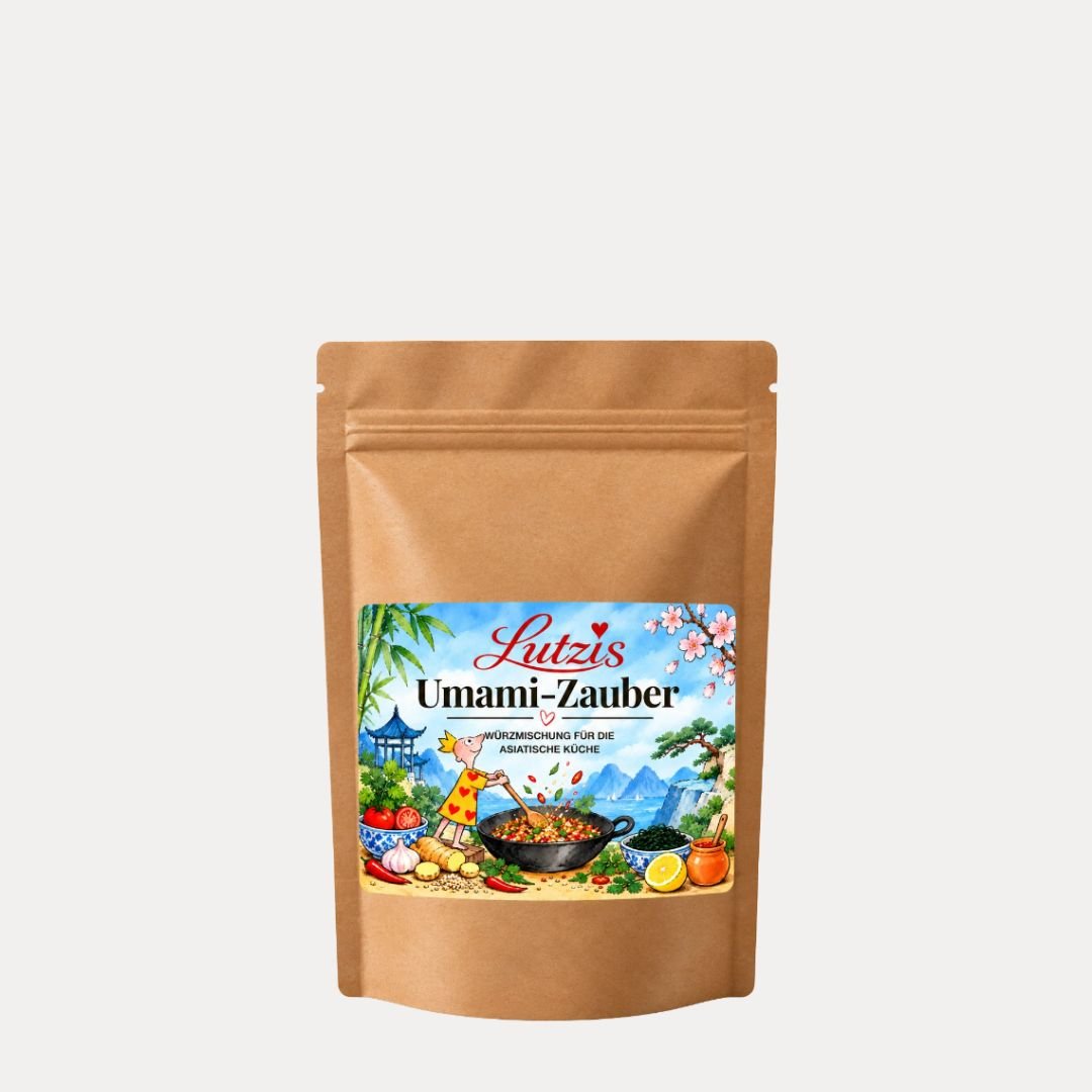 Lutzis Umami-Zauber – Würzmischung 55 g - Lutzis Mondkalender - handgemalt aus dem Allgäu