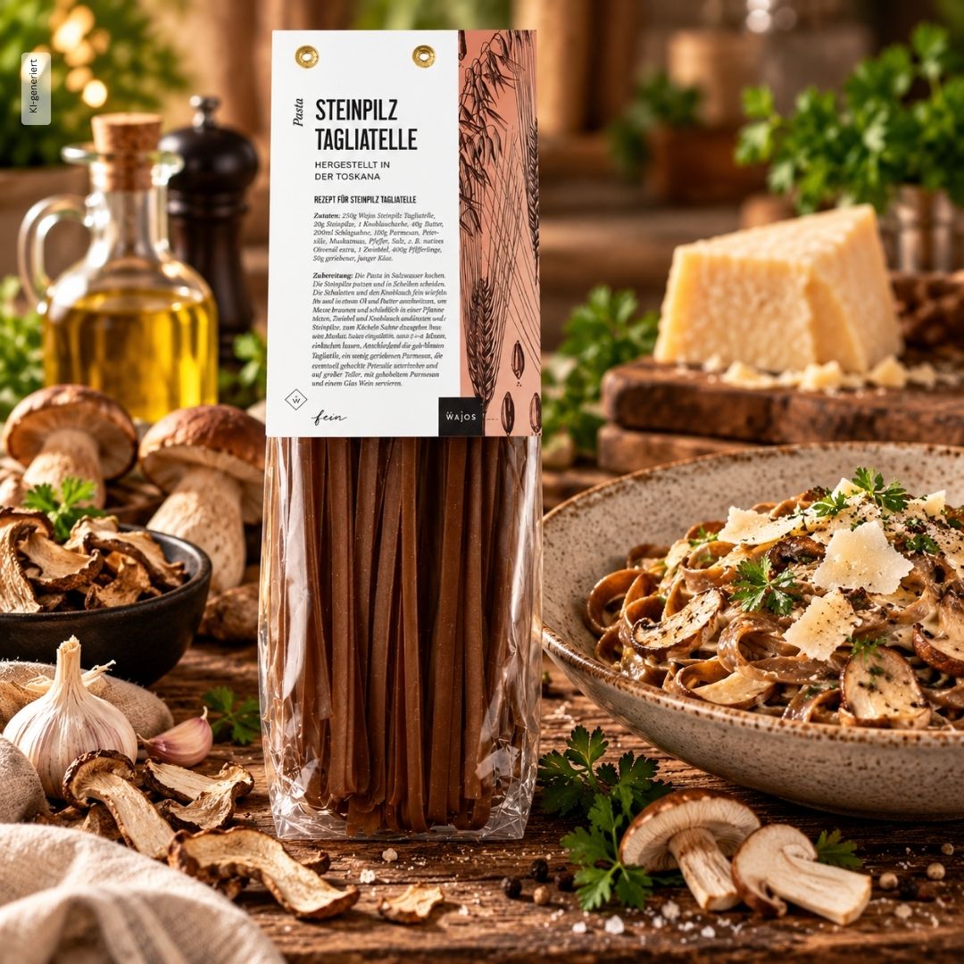 Steinpilz Tagliatelle 250 g - Lutzis Mondkalender - handgemalt aus dem Allgäu