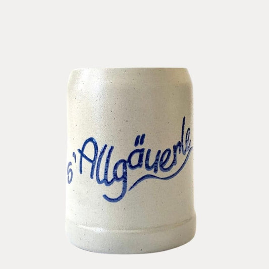 Allgäuerle Krügle blau 250ml salzglasiert - Lutzis Mondkalender - handgemalt aus dem Allgäu