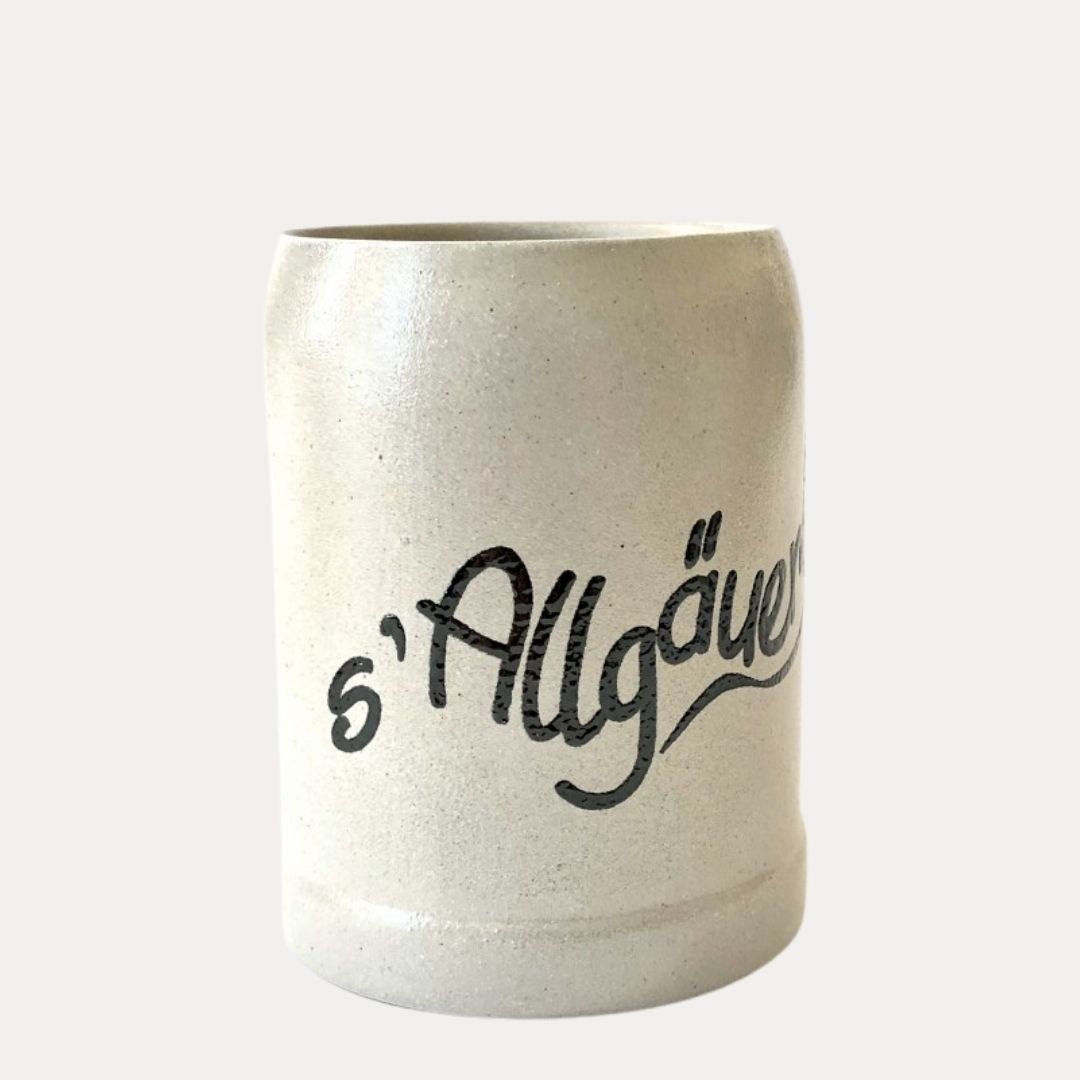 Allgäuerle Krügle schwarz 250ml salzglasiert - Lutzis Mondkalender - handgemalt aus dem Allgäu
