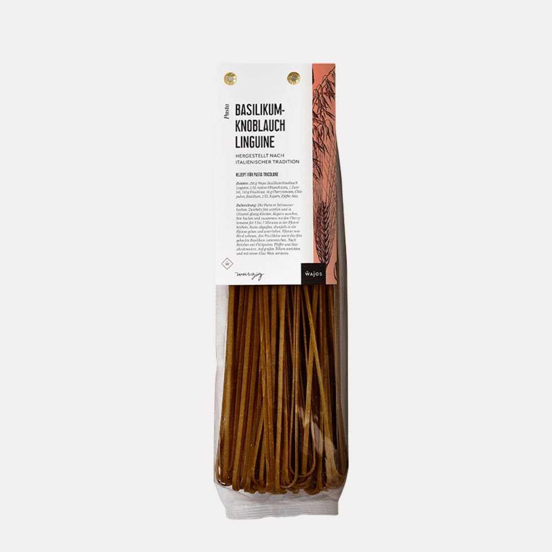 Basilikum-Knoblauch Linguine 250 g - Lutzis Mondkalender - handgemalt aus dem Allgäu