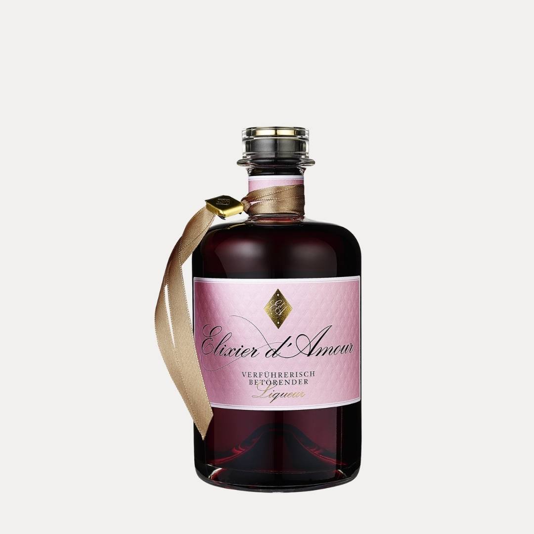 Elixier d'Amour Liqueur verführerisch betörend 19 % vol. 500 ml - Lutzis Mondkalender - handgemalt aus dem Allgäu