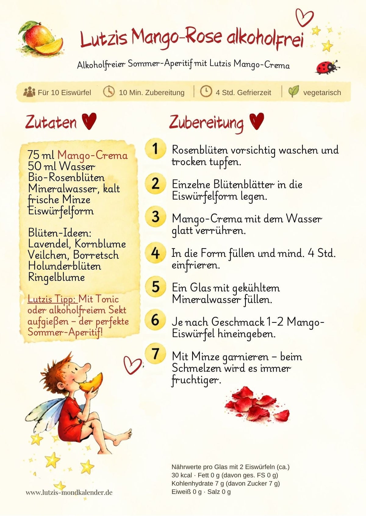 Lutzis Mango Crema mit Fruchtmus – Essigzubereitung 100 ml 4 % Säure - Lutzis Mondkalender - handgemalt aus dem Allgäu