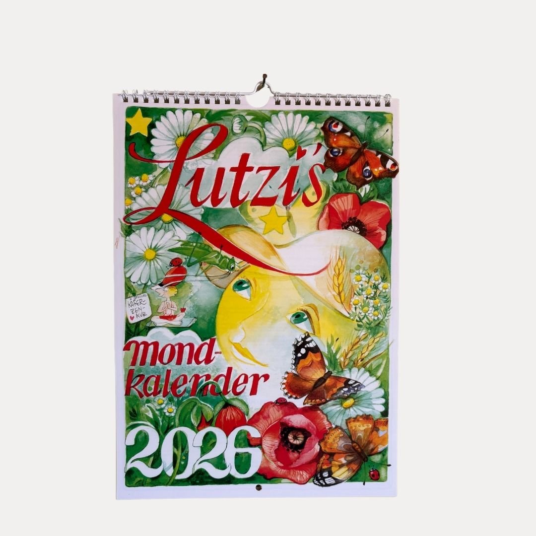 Mondkalender kurz 2026 - Lutzis Mondkalender - handgemalt aus dem Allgäu