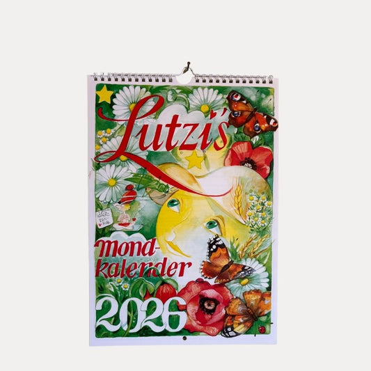 Mondkalender kurz 2026 - Lutzis Mondkalender - handgemalt aus dem Allgäu