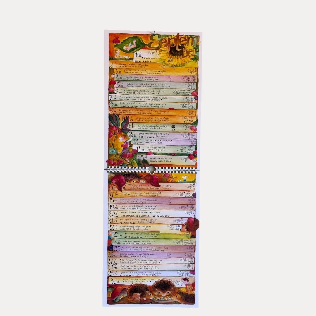 Mondkalender kurz 2027 - Lutzis Mondkalender - handgemalt aus dem Allgäu