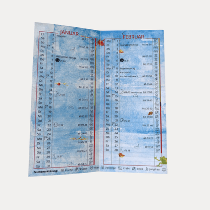 Mondkalender Leporello 2027 Lutzis - Lutzis Mondkalender - handgemalt aus dem Allgäu