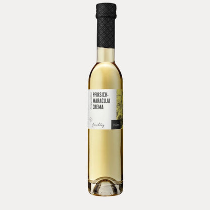 Pfirsich-Maracuja Crema – Essigzubereitung mit 3 % Säure - Lutzis Mondkalender - handgemalt aus dem Allgäu