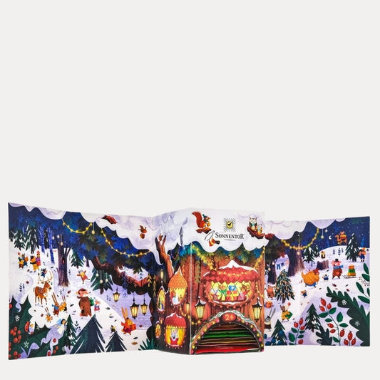Tee Adventkalender Edition 2024 - 26 24 Aufgussbeutel - Lutzis Mondkalender - handgemalt aus dem Allgäu