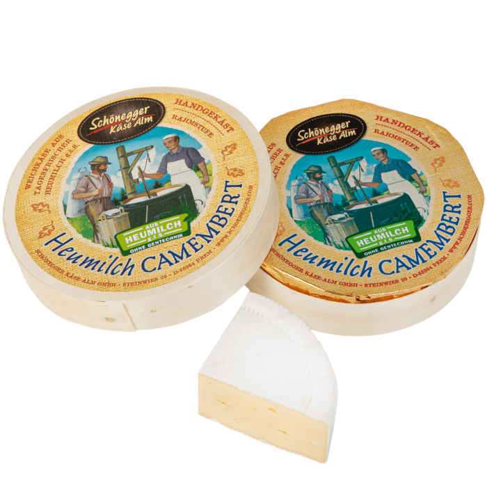 Camembert aus Heumilch 250 g Weichkäse 55 % Fett in Spanschachtel 